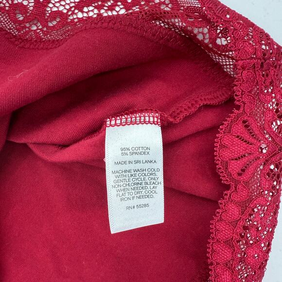 EXPRESS Lace Trim Bra Cami Tank Top Size M Red Stretch Romantic Preppy Y2K - Picture 4 of 6